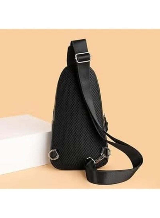 Men's crossbody bag with a modern black design – comfortable and durable for a practical everyday look AS - Image 3